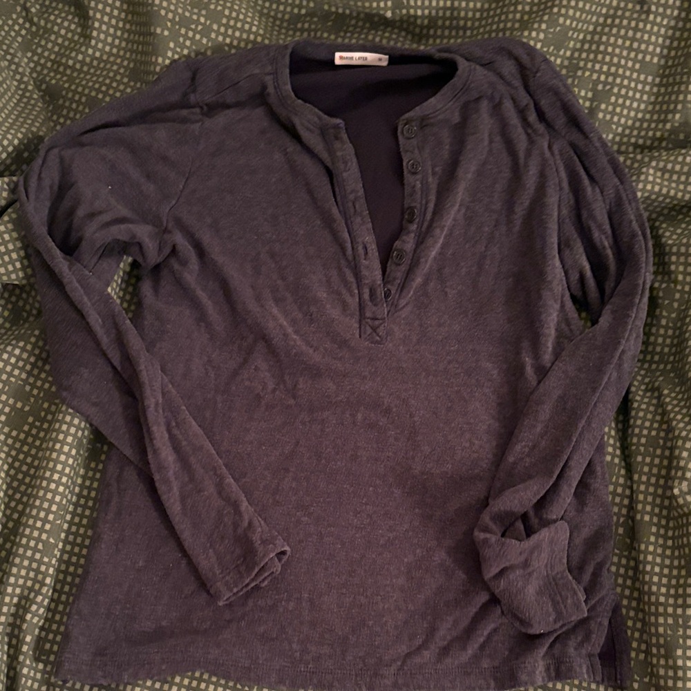 Marine Layer Dark Gray Long Sleeve Henley Shirt